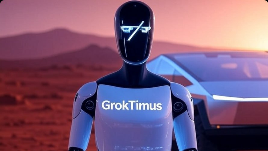 Optimus as a rugged, futuristic humanoid robot with glowing orange accents